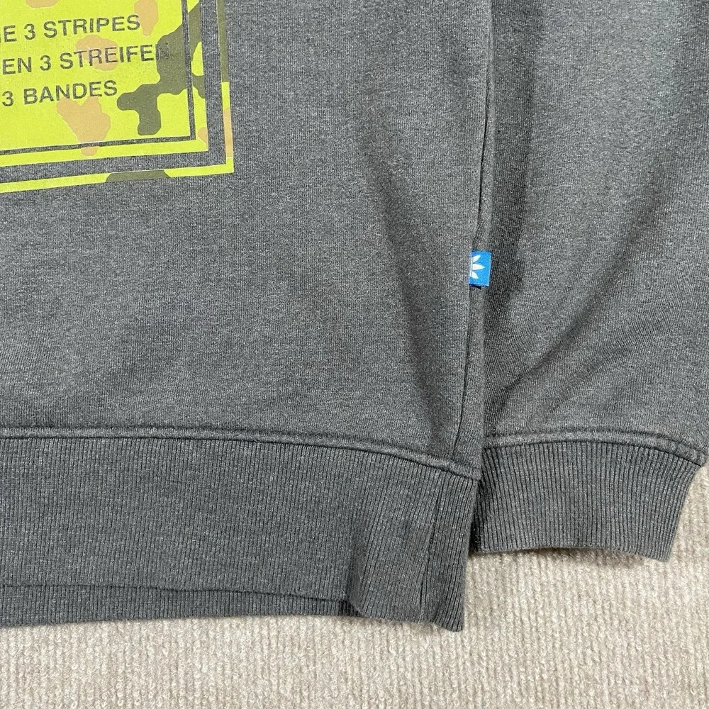Vintage‎ Adidas Originals Sweatshirt Mens Medium Grey Camo Trefoil Logo Crewneck